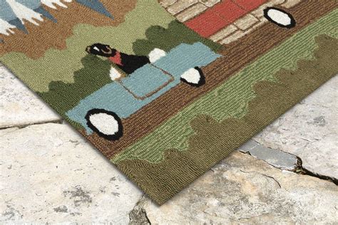 frontporch camping dog green rug